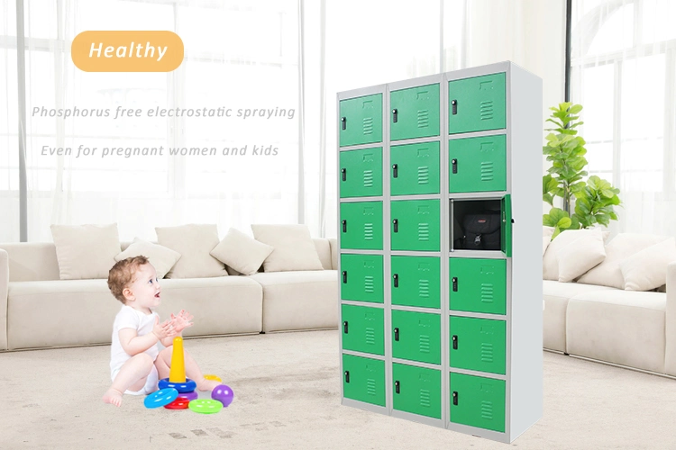 Metal Steel 16 Door Storage Cabinet Supermarket Smart Digital Code Lock Locker