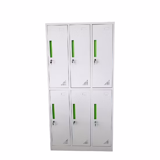 Armario de acero Kd estructura metal 6 puertas escuela gimnasio armario ropa armario de almacenamiento