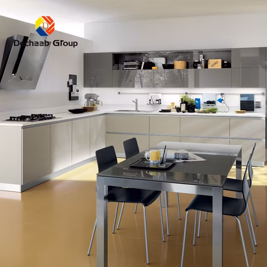 Fabricación de gabinetes de cocina personalizados para el hogar de acero cristalino al por mayor