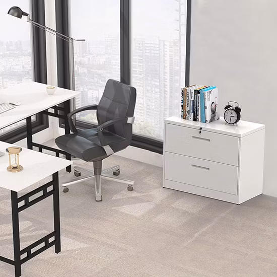 Gabinete de archivo lateral de 2 cajones Gabinete de archivo de metal Gabinetes de almacenamiento anchos de acero para el hogar de oficina