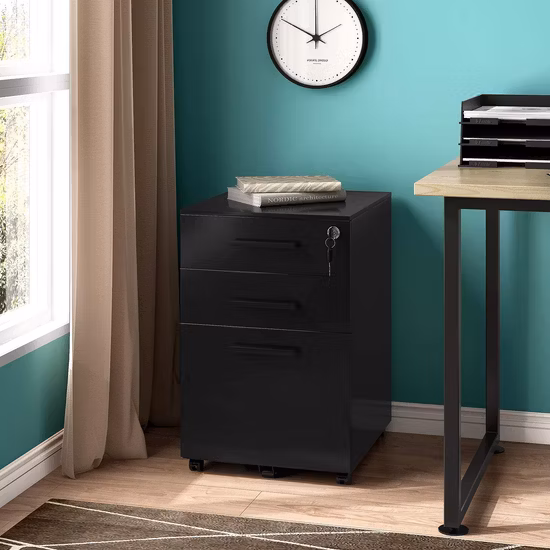 Muebles de oficina Archivador A4 Gabinete de acero 3 cajones Pedestal móvil